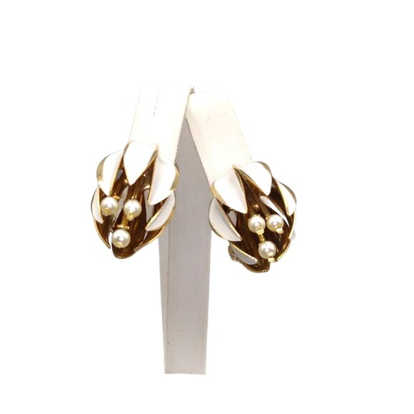 Vintage Snowdrop Snowbell Unique Enamel Earrings, January Flower, Snow Clip On - Picture 3 of 6